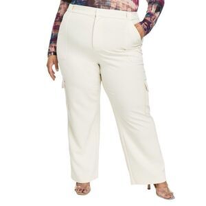 Women’s 4X Plus Size NWT White Wide Leg Utility Dress Pants